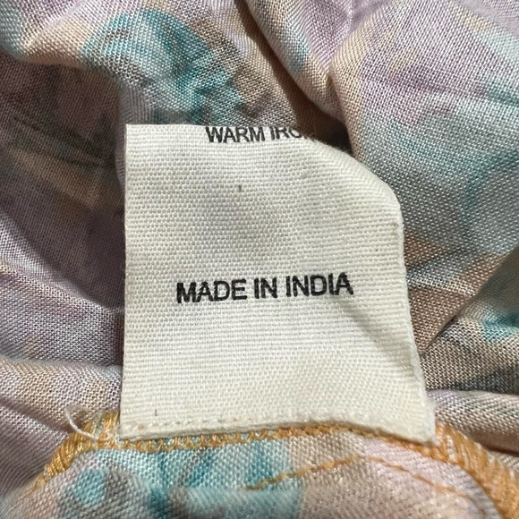 Nrvna Mode Madeline Floral Tie Blouse Mustard Yellow Viscose Size Medium - Picture 6 of 6